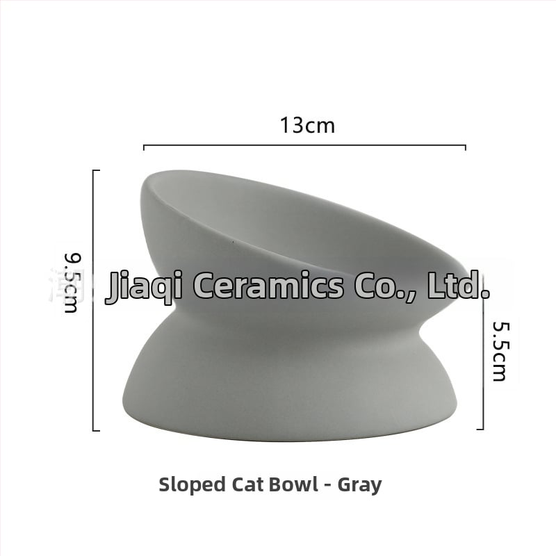 Keraminė vandens dubenėlis katėms su kaklo apsauga ir apsauga nuo apvertimo — naminių gyvūnėlių ėdalo dubuo, prekinis ženklas Pomeranian pottery