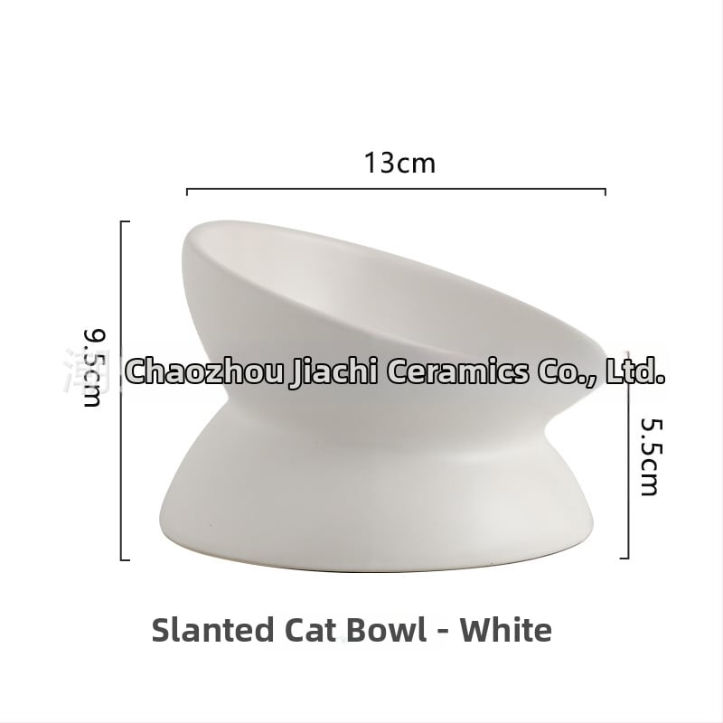 Keraminė vandens dubenėlis katėms su kaklo apsauga ir apsauga nuo apvertimo — naminių gyvūnėlių ėdalo dubuo, prekinis ženklas Pomeranian pottery