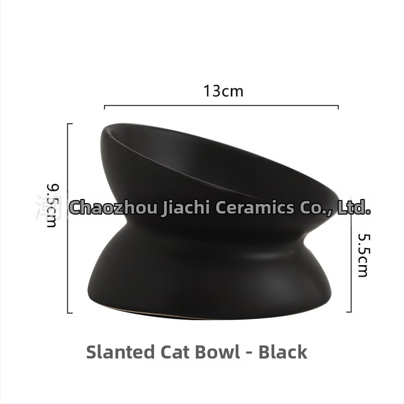 Keraminė vandens dubenėlis katėms su kaklo apsauga ir apsauga nuo apvertimo — naminių gyvūnėlių ėdalo dubuo, prekinis ženklas Pomeranian pottery