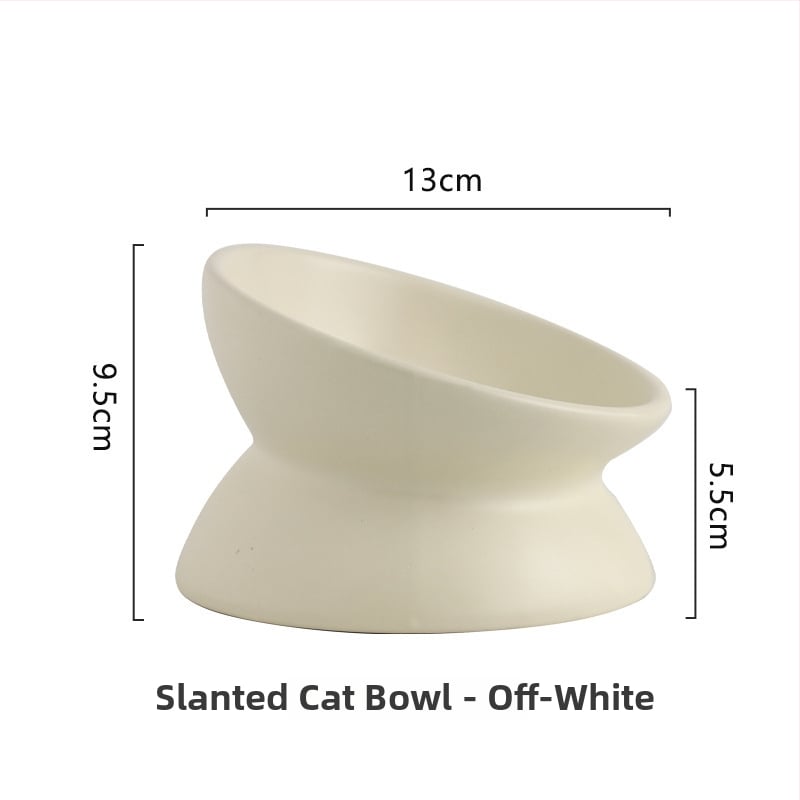 Keraminė vandens dubenėlis katėms su kaklo apsauga ir apsauga nuo apvertimo — naminių gyvūnėlių ėdalo dubuo, prekinis ženklas Pomeranian pottery