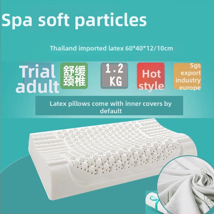 Indini taisnstūra latex spilvens ar dabīgā lateksa kodolu, lateksa saturs 90%+, pielāgojams