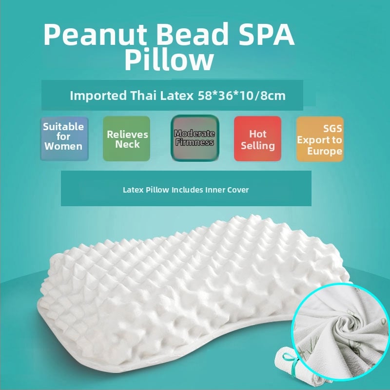 Indini taisnstūra latex spilvens ar dabīgā lateksa kodolu, lateksa saturs 90%+, pielāgojams