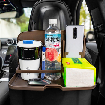 Auto tagaistme söögilaud — kokkupandav taldrik, kohvitassi hoidik, puidust konstruktsioon, seinaline kinnitamine, universaalne ühilduvus