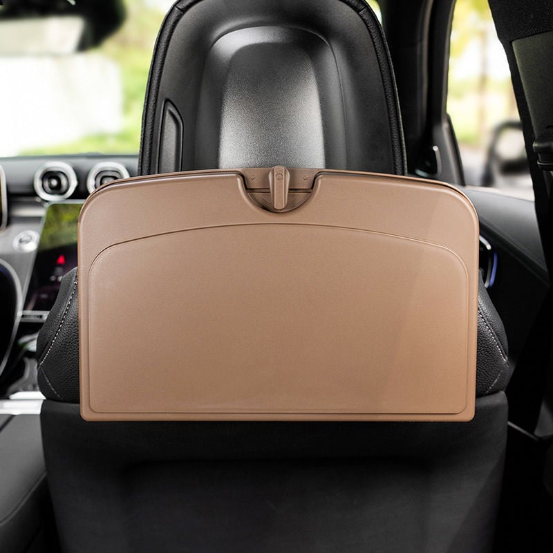 Auto tagaistme söögilaud — kokkupandav taldrik, kohvitassi hoidik, puidust konstruktsioon, seinaline kinnitamine, universaalne ühilduvus