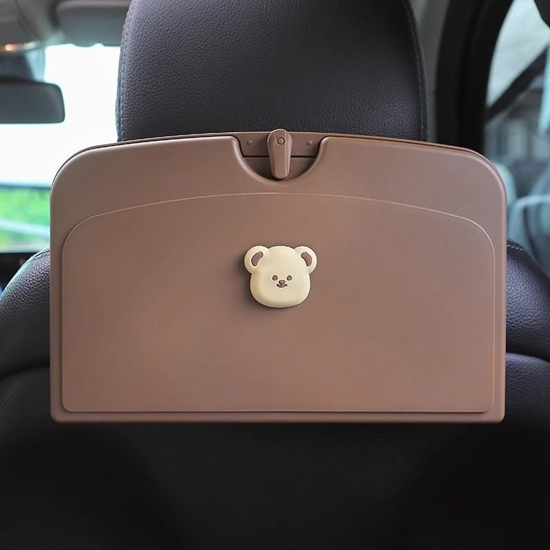 Auto tagaistme söögilaud — kokkupandav taldrik, kohvitassi hoidik, puidust konstruktsioon, seinaline kinnitamine, universaalne ühilduvus