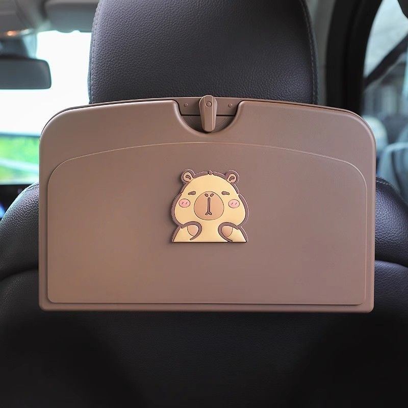 Auto tagaistme söögilaud — kokkupandav taldrik, kohvitassi hoidik, puidust konstruktsioon, seinaline kinnitamine, universaalne ühilduvus