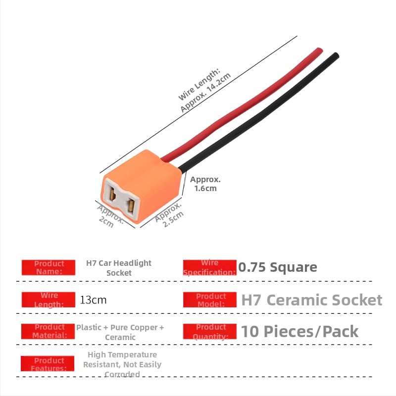 Automobilio žibinto lizdas su keraminiu korpusu ir gryno vario laidų surišimu, suderinama su žibintų lemputėmis
