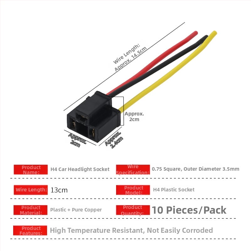 Automobilio žibinto lizdas su keraminiu korpusu ir gryno vario laidų surišimu, suderinama su žibintų lemputėmis