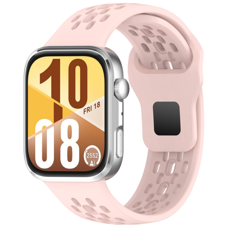 Bratara din silicon pentru Huawei Fit4 și GT5 – respirabilă, multicoloră cu perforații (Material: silicon; Modele compatibile: Huawei Fit4, GT5; Închidere: buton snap; Greutate: 18 g)