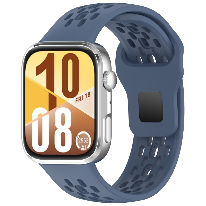 Bratara din silicon pentru Huawei Fit4 și GT5 – respirabilă, multicoloră cu perforații (Material: silicon; Modele compatibile: Huawei Fit4, GT5; Închidere: buton snap; Greutate: 18 g)