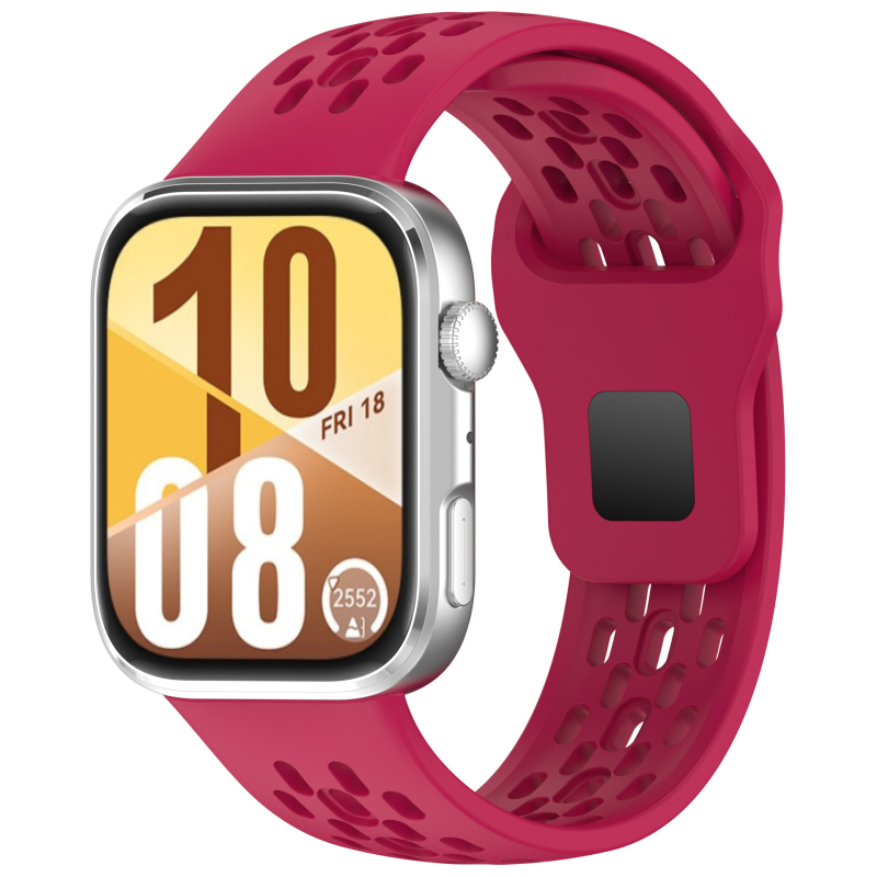 Bratara din silicon pentru Huawei Fit4 și GT5 – respirabilă, multicoloră cu perforații (Material: silicon; Modele compatibile: Huawei Fit4, GT5; Închidere: buton snap; Greutate: 18 g)