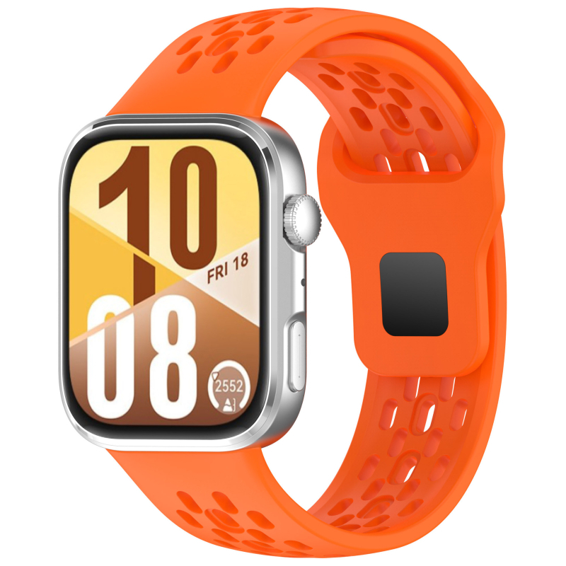 Bratara din silicon pentru Huawei Fit4 și GT5 – respirabilă, multicoloră cu perforații (Material: silicon; Modele compatibile: Huawei Fit4, GT5; Închidere: buton snap; Greutate: 18 g)