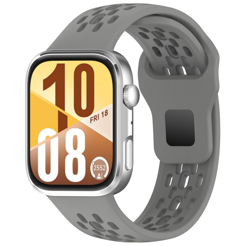 Bratara din silicon pentru Huawei Fit4 și GT5 – respirabilă, multicoloră cu perforații (Material: silicon; Modele compatibile: Huawei Fit4, GT5; Închidere: buton snap; Greutate: 18 g)