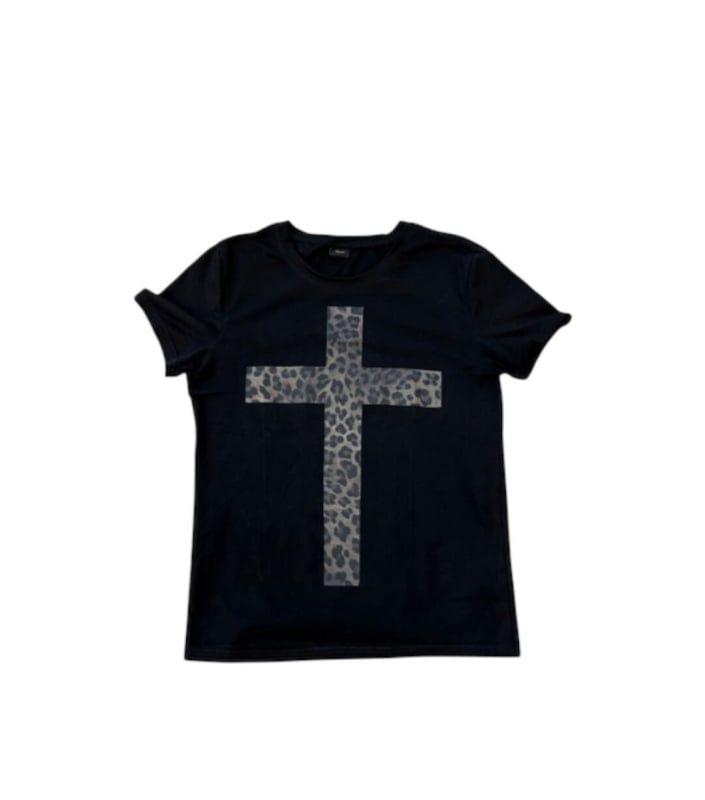 Leopardprinta kokvilnas T-krekls, īsas piedurknes, brīvs piegriezums, apaļa kakla izgriezums