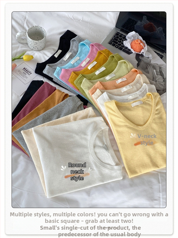 Sieviešu T-kreklu ar īsām piedurknēm, brīvs siluets, apaļais kakla izgriezums, kokvilnas-poliestera maisījums