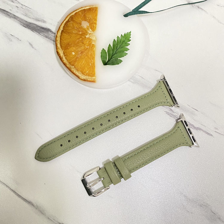 Jun Hongmei δερμάτινο λουρί για Apple Watch, απλός λεπτός σχεδιασμός, συμβατό με Apple Watch