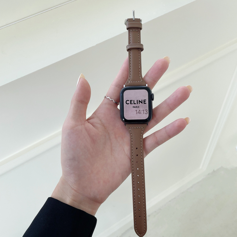 Jun Hongmei δερμάτινο λουρί για Apple Watch, απλός λεπτός σχεδιασμός, συμβατό με Apple Watch