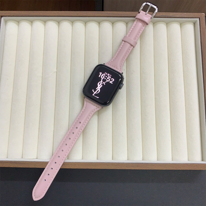 Jun Hongmei δερμάτινο λουρί για Apple Watch, απλός λεπτός σχεδιασμός, συμβατό με Apple Watch