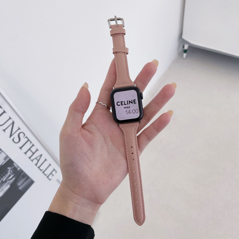 Jun Hongmei δερμάτινο λουρί για Apple Watch, απλός λεπτός σχεδιασμός, συμβατό με Apple Watch