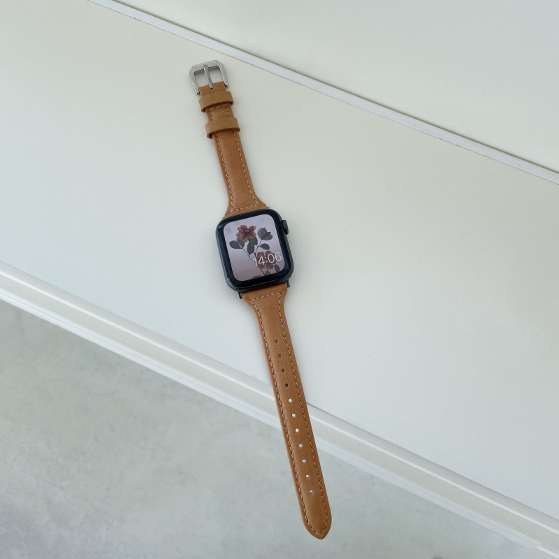 Jun Hongmei δερμάτινο λουρί για Apple Watch, απλός λεπτός σχεδιασμός, συμβατό με Apple Watch