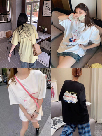 Majica kratkih rukava, okrugli izrez, otisak, opuštena silueta, japansko-korejski opušteni stil (80–90% pamuka)