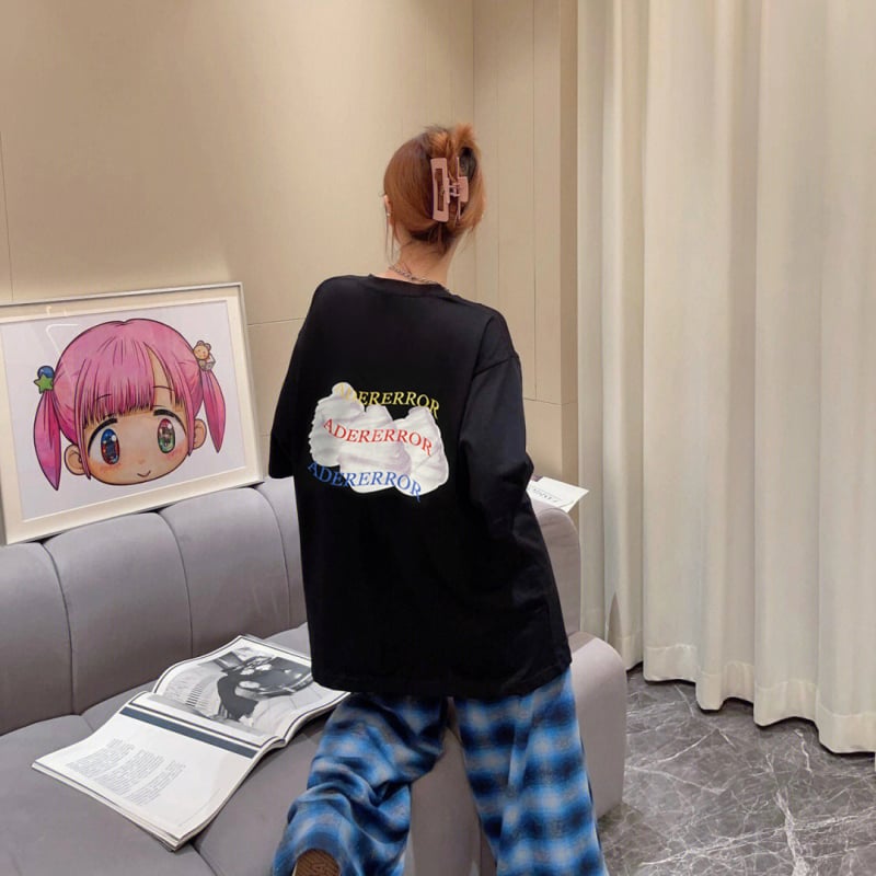 Majica kratkih rukava, okrugli izrez, otisak, opuštena silueta, japansko-korejski opušteni stil (80–90% pamuka)