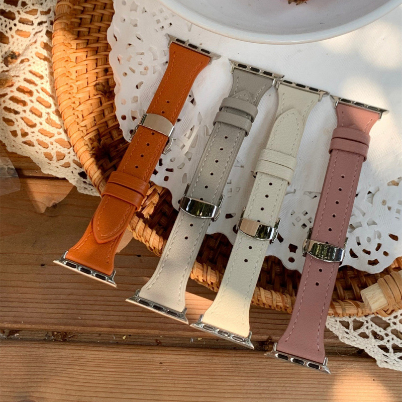 Ζώνη από γνήσιο δέρμα για Apple Watch με αγκράφα πεταλούδας, διαστάσεις 38–49 mm.