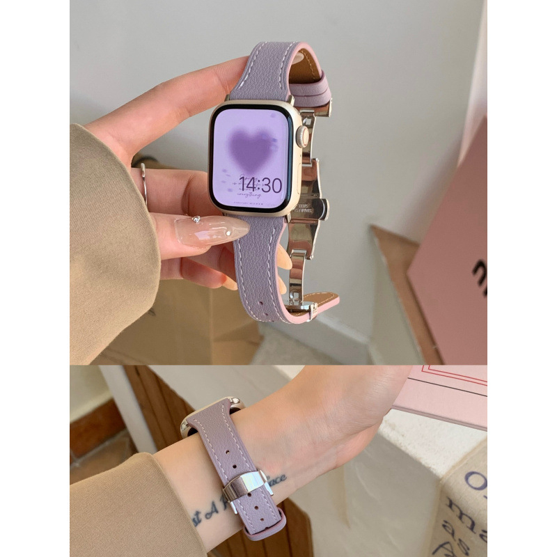Ζώνη από γνήσιο δέρμα για Apple Watch με αγκράφα πεταλούδας, διαστάσεις 38–49 mm.