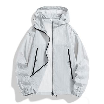 Vasaros lauko striukė su gobtuvu – greitai džiūnanti Ice-Silk medžiaga, UPF50+, kišos su užtrauktukais