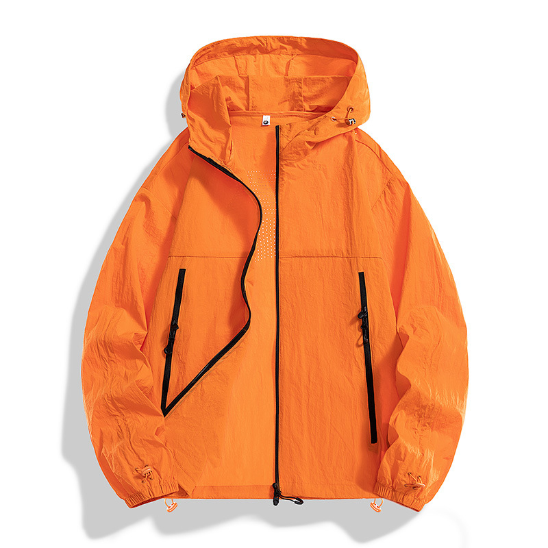 Vasaros lauko striukė su gobtuvu – greitai džiūnanti Ice-Silk medžiaga, UPF50+, kišos su užtrauktukais