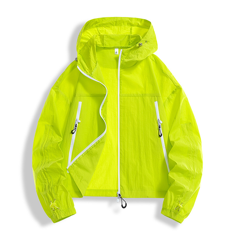 Vasaros lauko striukė su gobtuvu – greitai džiūnanti Ice-Silk medžiaga, UPF50+, kišos su užtrauktukais