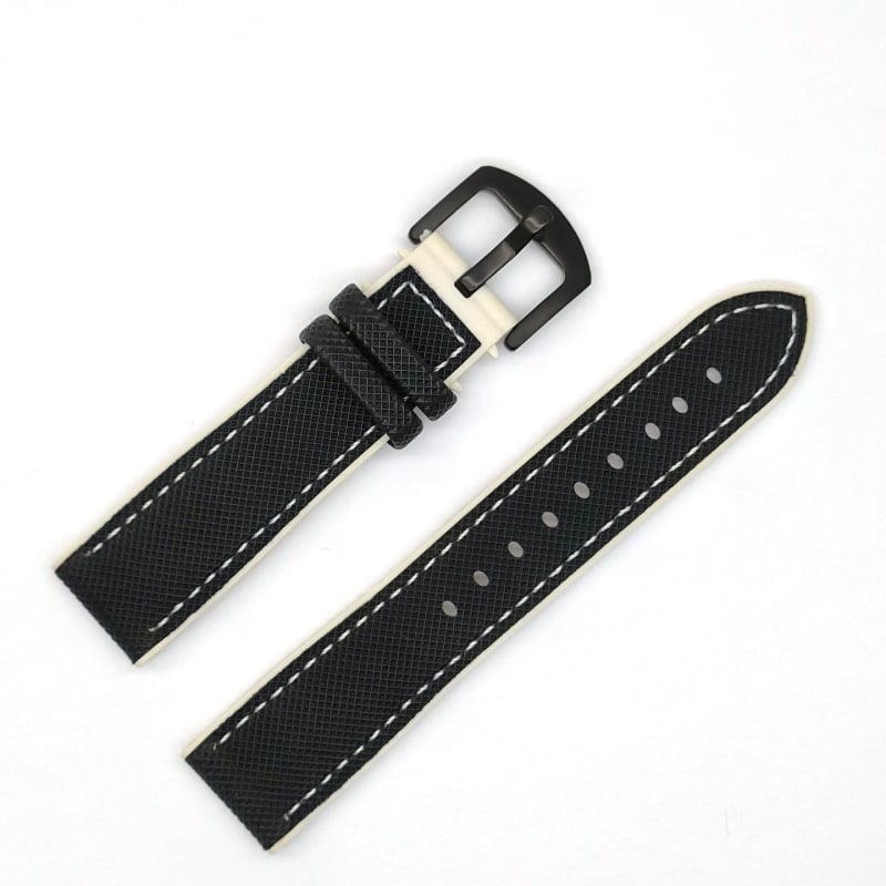 Λουράκι ρολογιού από καουτσούκ με υφή νάιλον, αδιάβροχο και ανθεκτικό στον ιδρώτα, αθλητικό στυλ, συμβατό με όλους τους τύπους ρολογιών, κούμπωμα με καρφί
