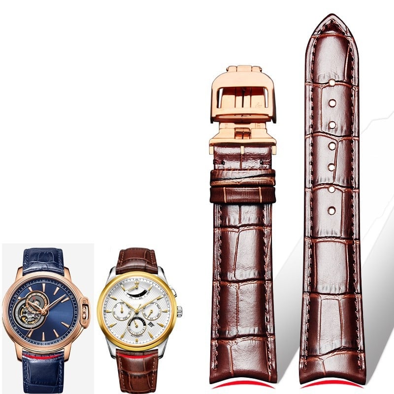 Laikrodžio dirželis iš natūralios odos su krokodilo raštu, Moon Phase Master modelis, viršutinės karvės odos oda, originalus dizainas