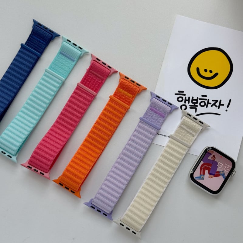 Nailoninį pynės laikrodžio dirželis su Velcro sagtimi, laukinis kalnų raštas, sporto stilius, skirtas Apple Watch