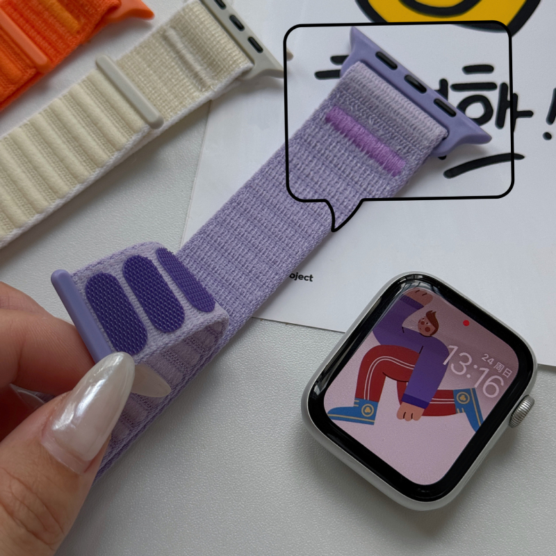 Nailoninį pynės laikrodžio dirželis su Velcro sagtimi, laukinis kalnų raštas, sporto stilius, skirtas Apple Watch