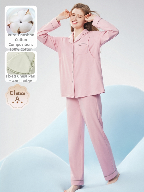 Māmiņu pidžamu komplekts — vilnas maisījums, V kakla līnija, garie piedurknes, 251–300 g/m²