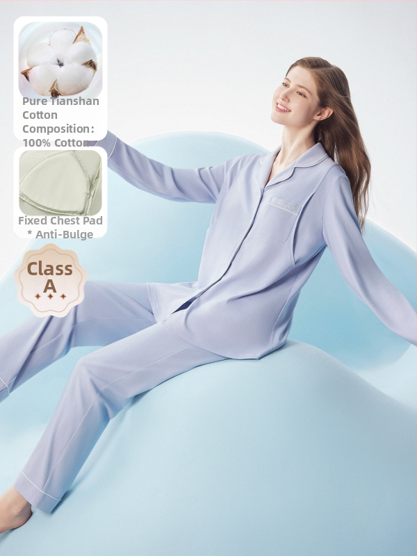 Māmiņu pidžamu komplekts — vilnas maisījums, V kakla līnija, garie piedurknes, 251–300 g/m²