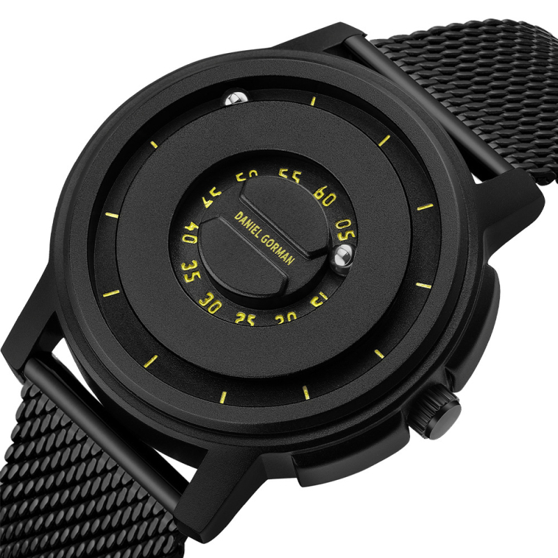 Ceas de bărbați cu curea din oțel inoxidabil, mișcare cuarț Swiss ETA, afișaj analog, carcasă din cupru, rezistență la apă 30 m