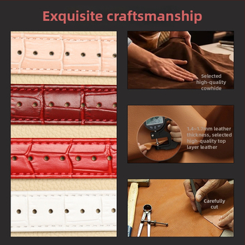 Dviejų pusių odinis laikrodžio dirželis iš pirmosios sluoksnio veršioko odos, su adatos sagtimi, vandeniui atsparus, ASILANDUN, 2024 m. pavasaris, mados OL stilius, miesto keliautojo stilius