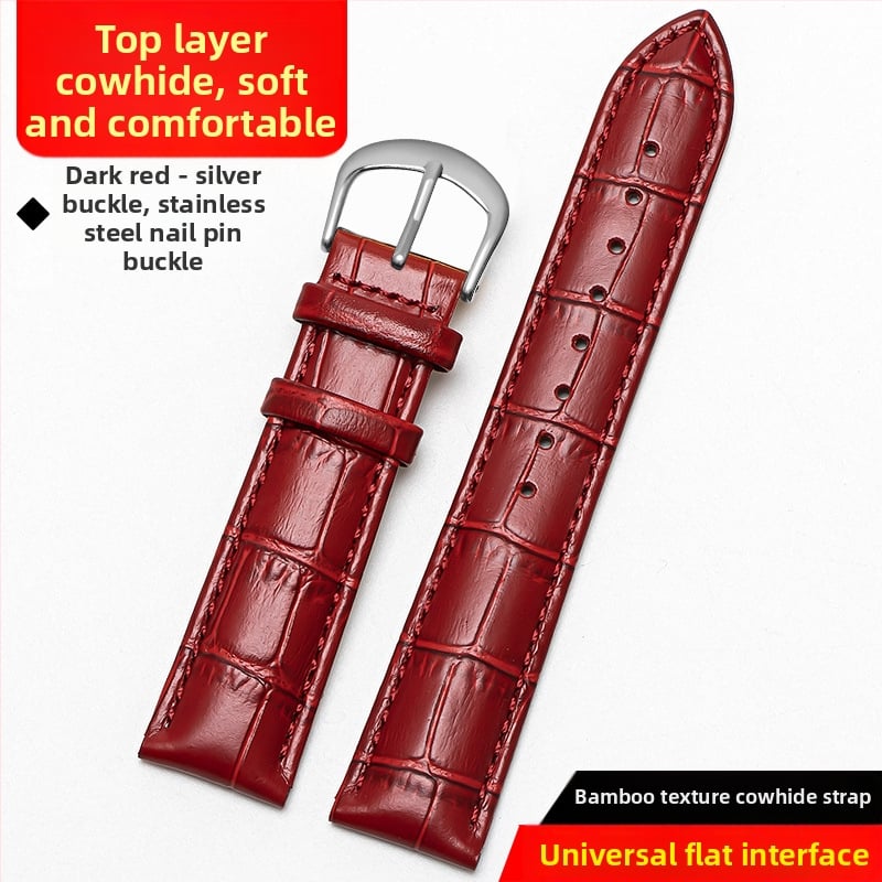 Dviejų pusių odinis laikrodžio dirželis iš pirmosios sluoksnio veršioko odos, su adatos sagtimi, vandeniui atsparus, ASILANDUN, 2024 m. pavasaris, mados OL stilius, miesto keliautojo stilius