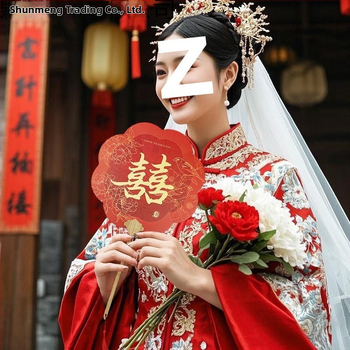 Koka kāzu fāns līgavām – fotorekvizīts, dāvanu kaste, ķīniešu stils