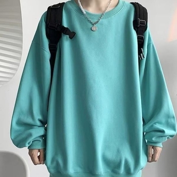 Pulover u hongkonškom stilu, okrugli izrez, dugi rukavi, 75% viskoze u pamukovoj smjesi, debela tkanina, ležeran kroj, jesen 2024, za muškarce