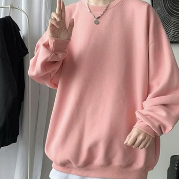 Pulover u hongkonškom stilu, okrugli izrez, dugi rukavi, 75% viskoze u pamukovoj smjesi, debela tkanina, ležeran kroj, jesen 2024, za muškarce