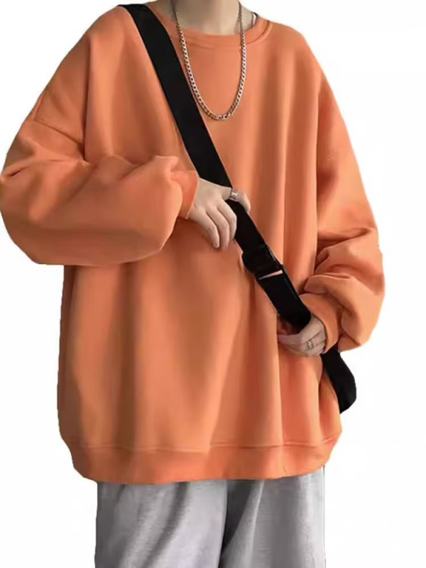 Pulover u hongkonškom stilu, okrugli izrez, dugi rukavi, 75% viskoze u pamukovoj smjesi, debela tkanina, ležeran kroj, jesen 2024, za muškarce