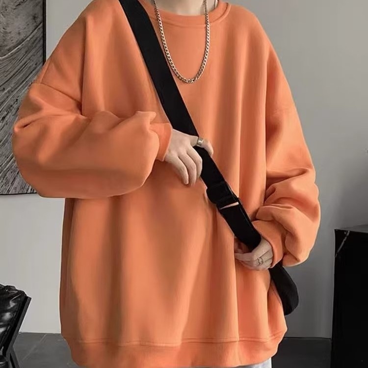 Pulover u hongkonškom stilu, okrugli izrez, dugi rukavi, 75% viskoze u pamukovoj smjesi, debela tkanina, ležeran kroj, jesen 2024, za muškarce