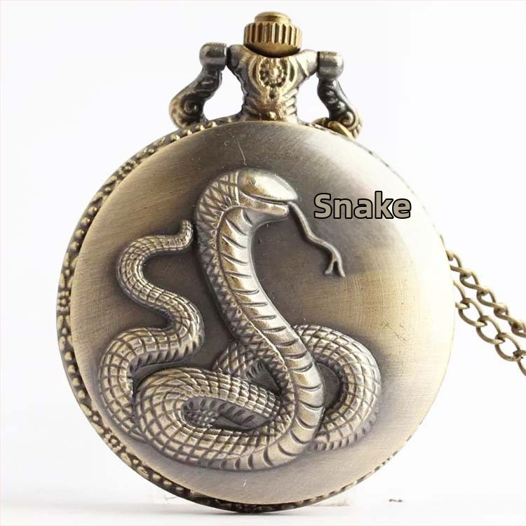 Antīks kabatas pulkstenis ar 12 zodiakiem, kvarca mehānisms, metāla korpuss un kaklarota