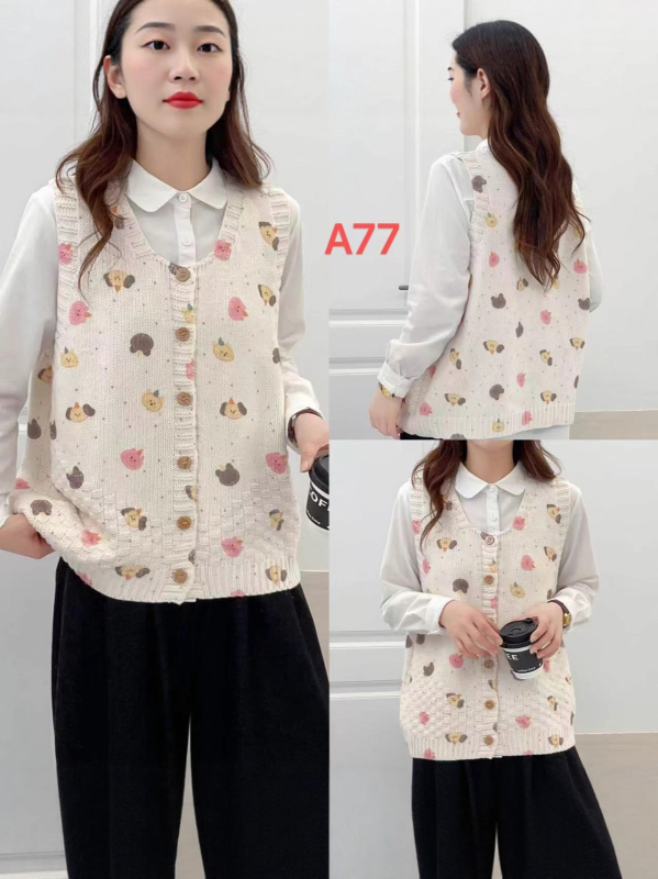 Puuvillane vest lillelise mustriga, Mori metsastiil, vaba lõige, U-tüüpi kaelus