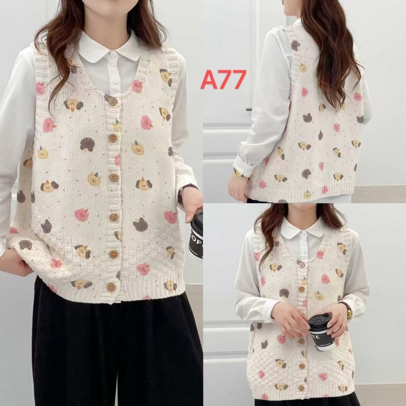 Puuvillane vest lillelise mustriga, Mori metsastiil, vaba lõige, U-tüüpi kaelus