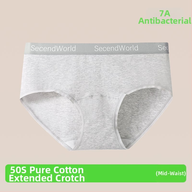 Sieviešu tīras kokvilnas apakšveļa ar vidēju jostu, elpojoša un antibakteriāla, 90–95% kokvilnas