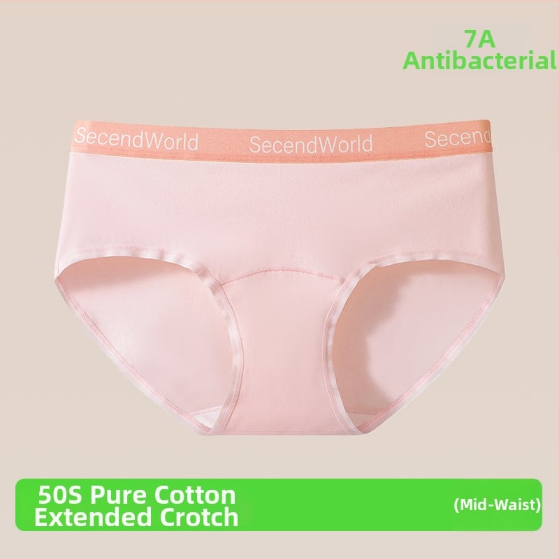 Sieviešu tīras kokvilnas apakšveļa ar vidēju jostu, elpojoša un antibakteriāla, 90–95% kokvilnas